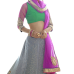 Triveni Incredible Grey Colored Border Worked Net Jacquard Lehenga Choli